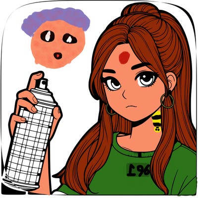 a realistic girl spray, painting