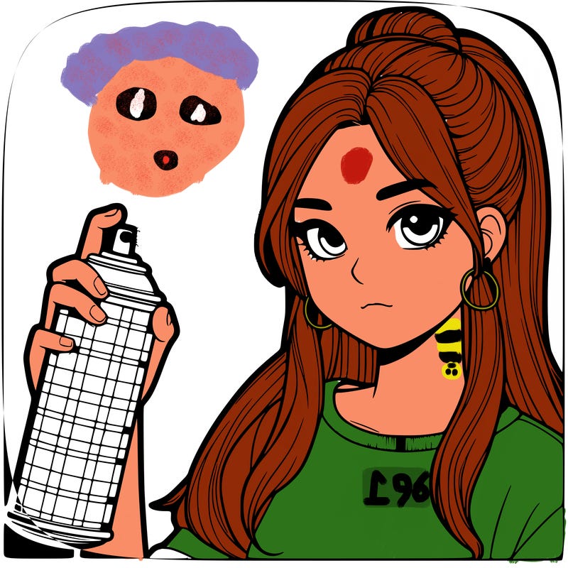 a realistic girl spray, painting