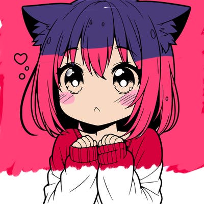 shy anime catgirl