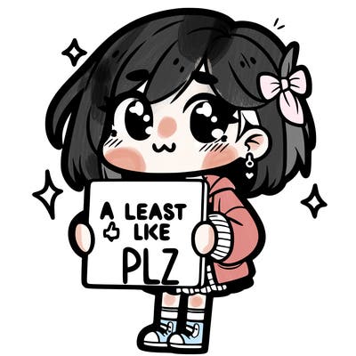 cute girl holding a sign saying a least one like plz