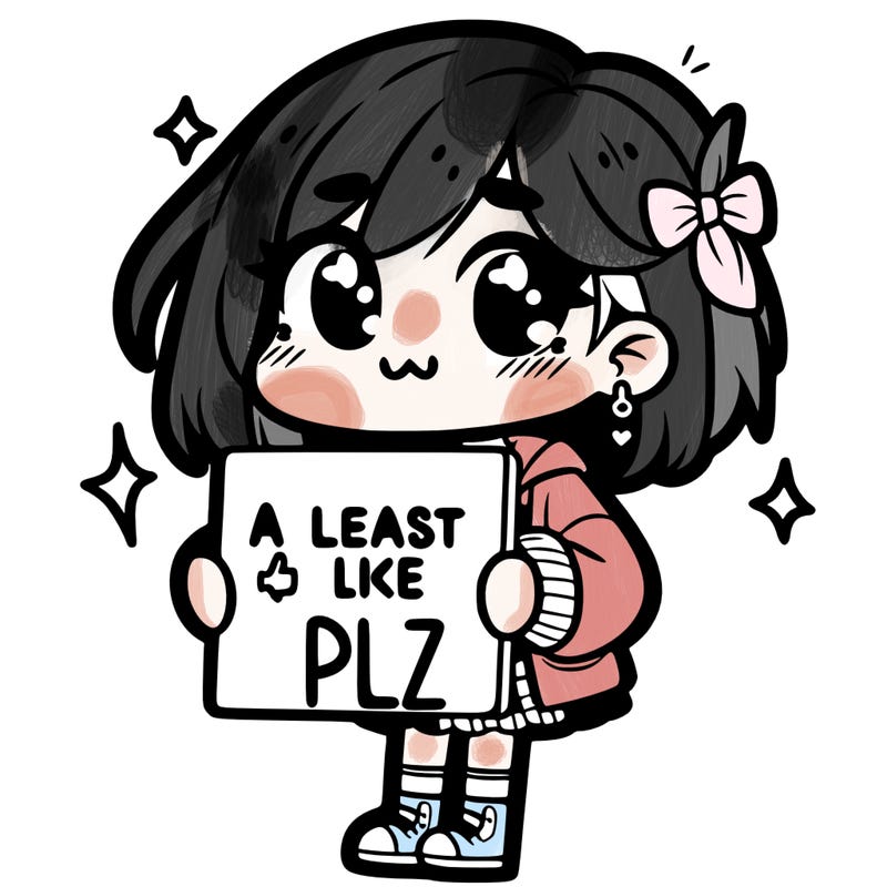 cute girl holding a sign saying a least one like plz
