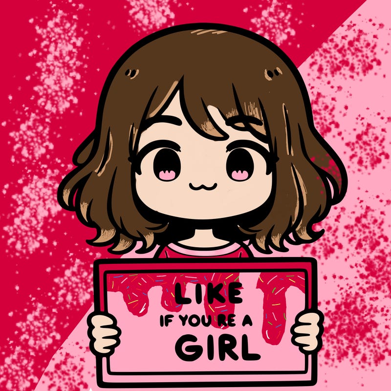 a cute girl holding a sign that says like if you’re a girl