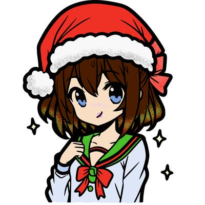 anime girl wearing a santa hat