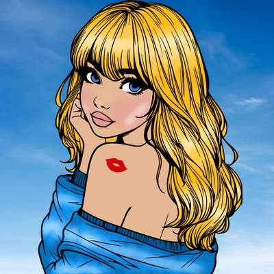 realistic girl with bangs looking over her shoulder