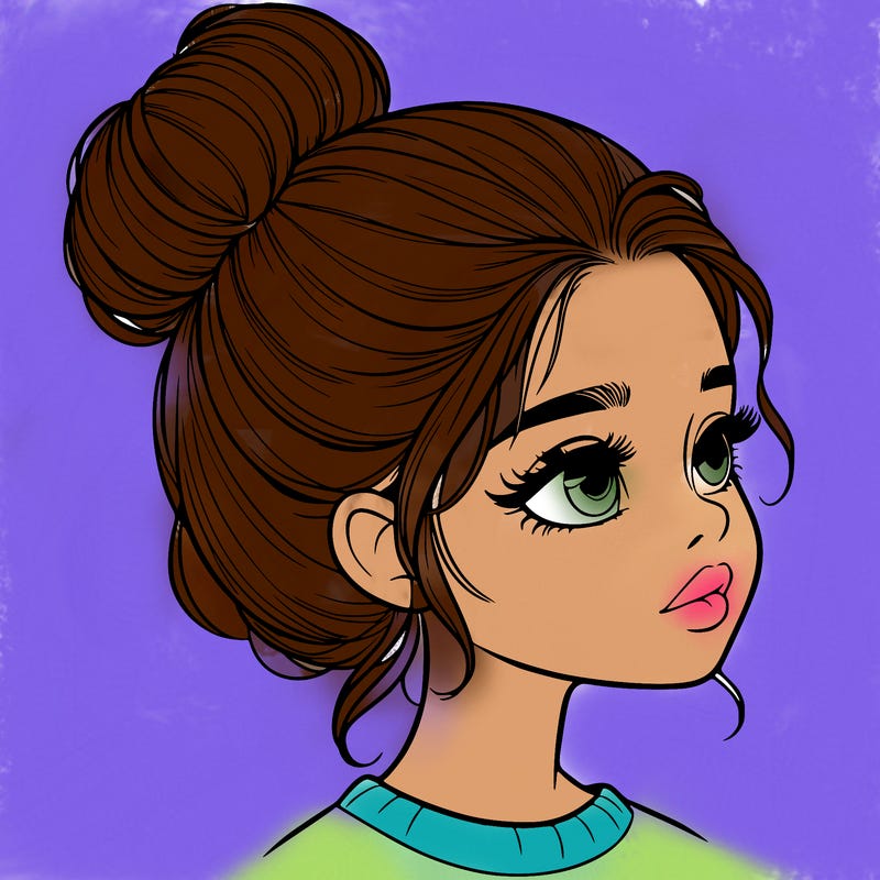 realistic girl with bun