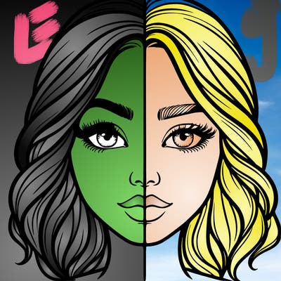 realistic girl split half