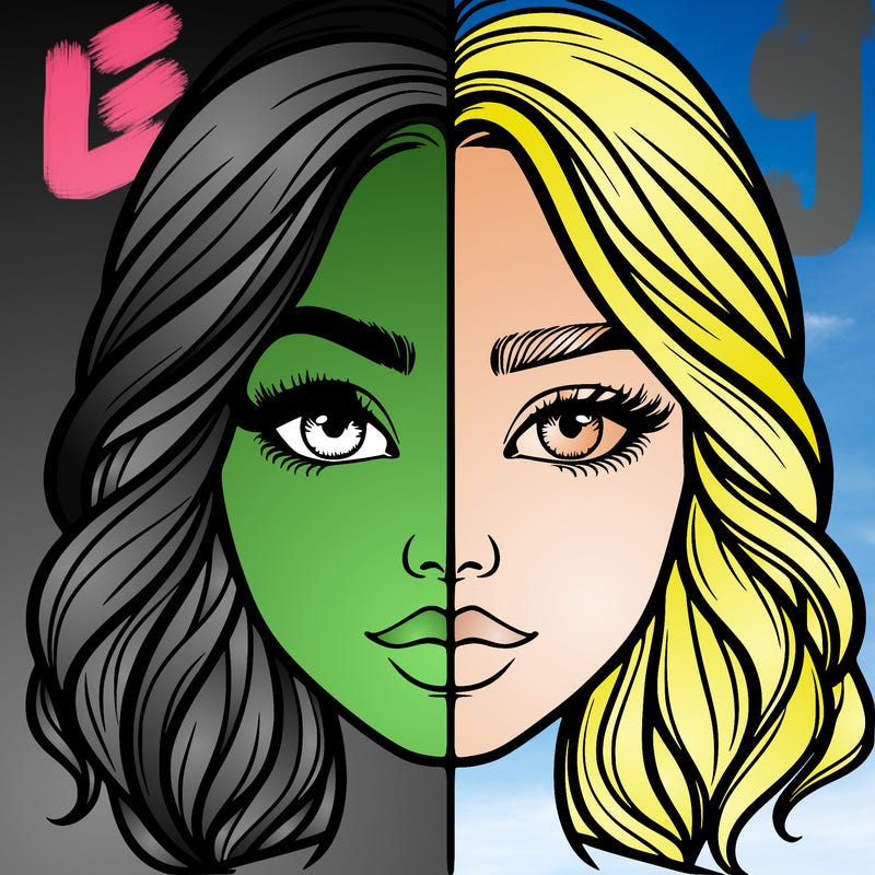 realistic girl split half