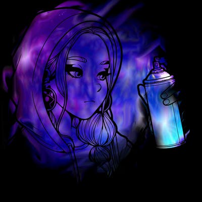 a realistic girl, spray painting