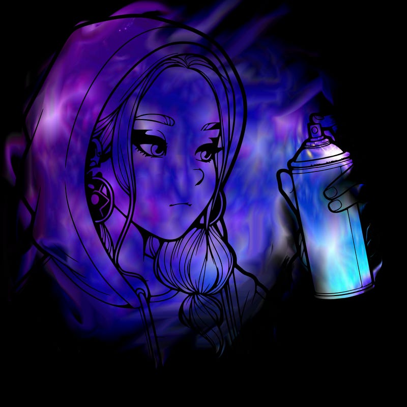 a realistic girl, spray painting