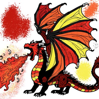 a realistic fire breathing dragon