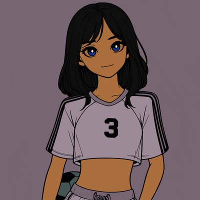 realistic girl wearing soccer jersey