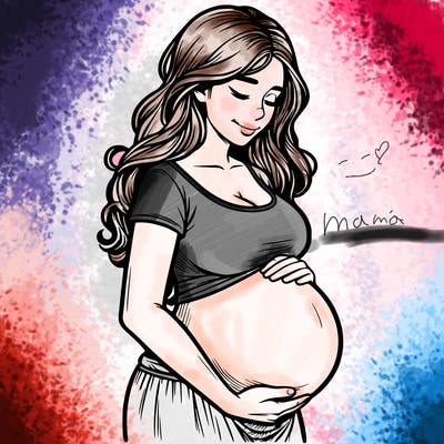 woman heavily pregnant realistic