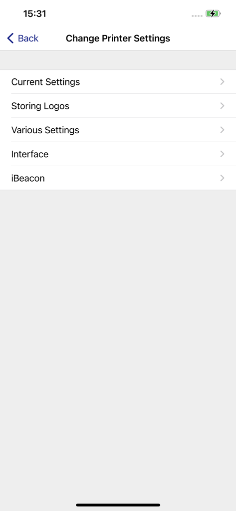Menú de configuración en la aplicación Epson TM Utility que muestra opciones para almacenar logotipos y configurar la interfaz.