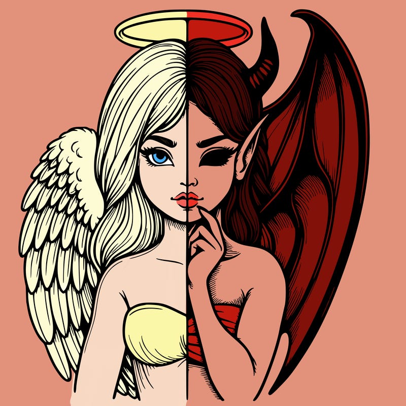 realistic angel half demon