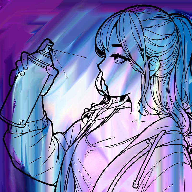 a realistic girl spray, painting