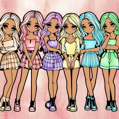 a group of girls realistic