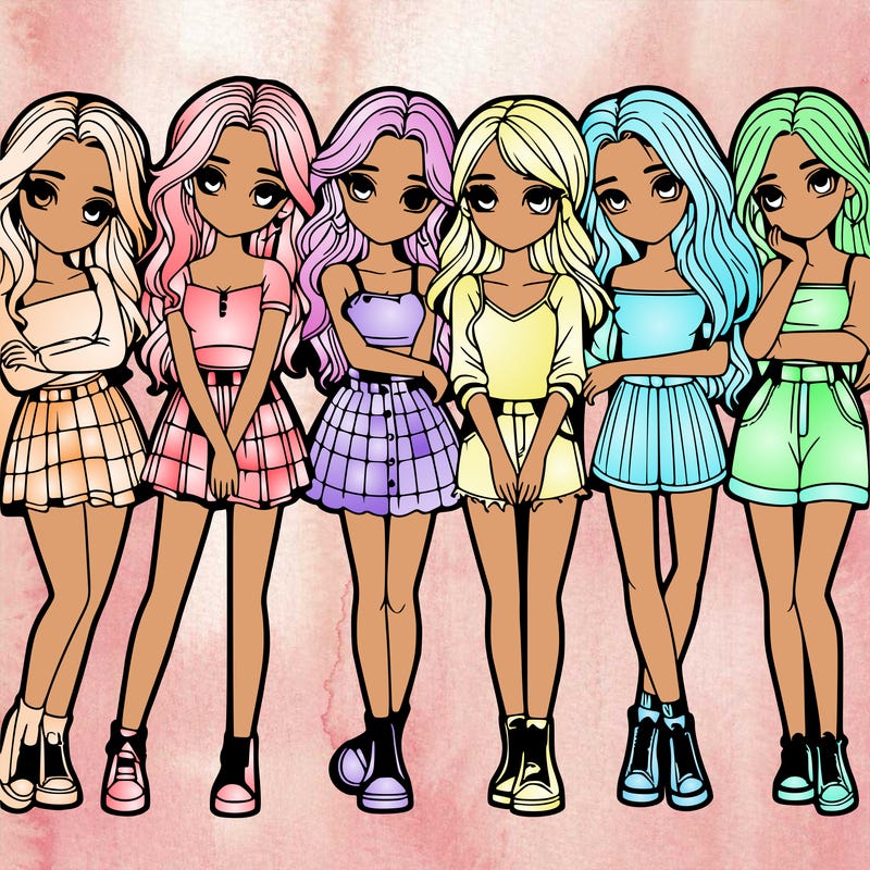 a group of girls realistic