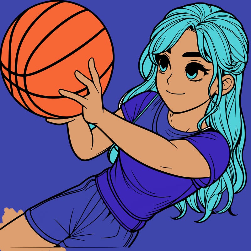 realistic girl playing basketball
