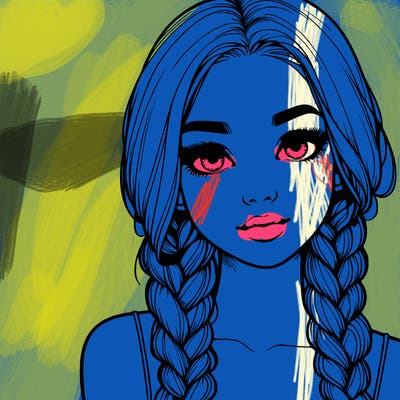 realistic girl with braids