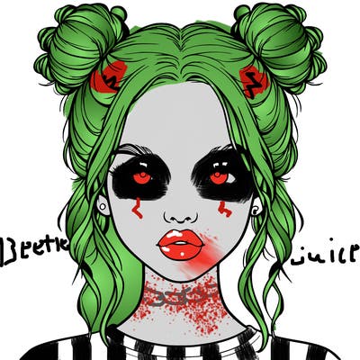 realistic girl with two buns in hair and lips