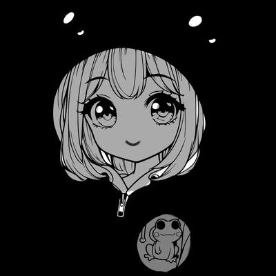 cute realistic girl in a froggy hoodie