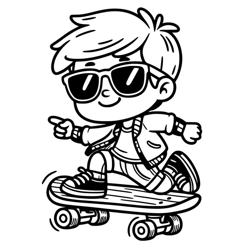 a cool boy riding a skateboard