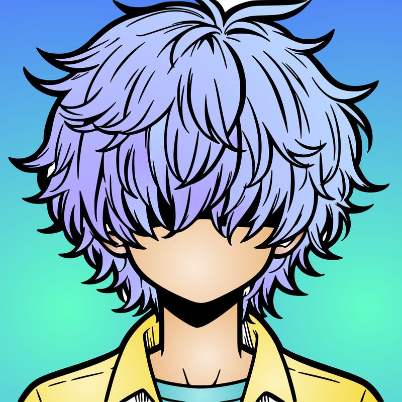 manga boy fluffy hair covering his eyes