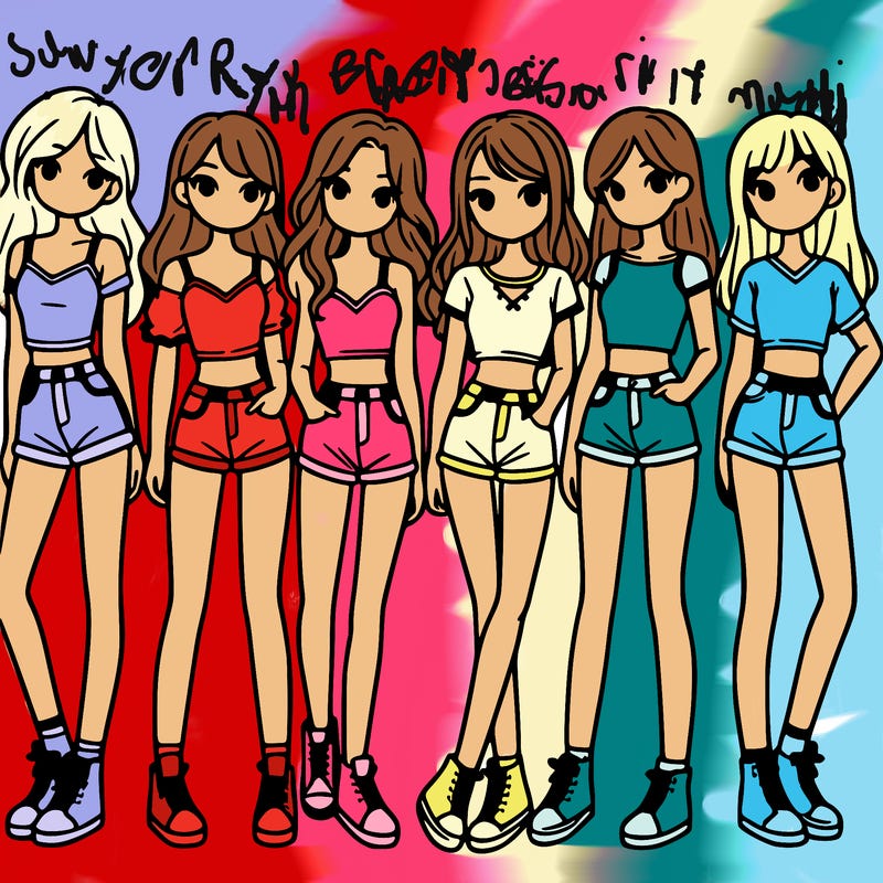 a group of girls wearing crop tops and shorts