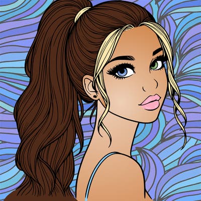 realistic pretty girl with high pony tail
