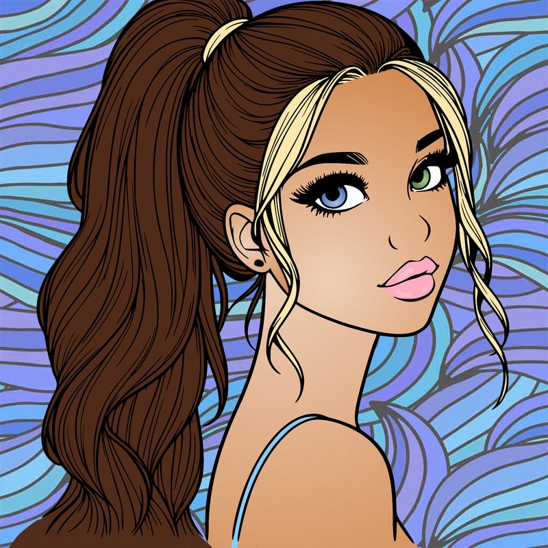 realistic pretty girl with high pony tail