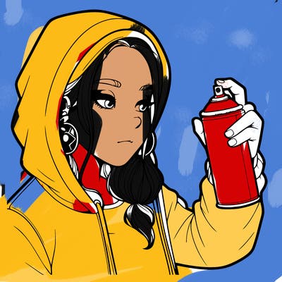 a realistic girl, spray painting