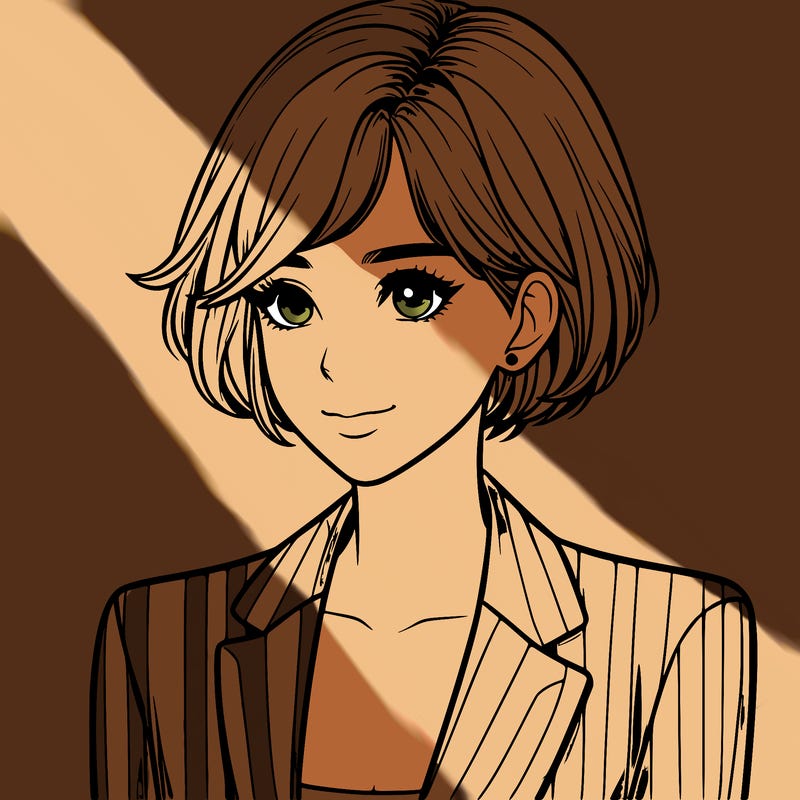 one beautiful girl realistic wearing suit with short hair