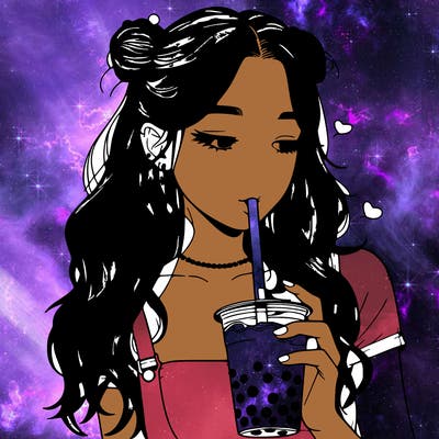 aesthetic realistic girl with boba