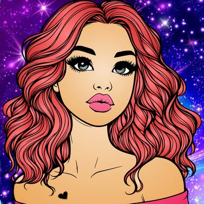 realistic girl with wavy hair and lips