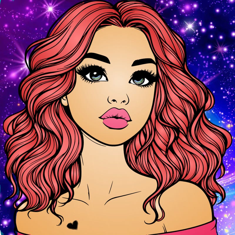 realistic girl with wavy hair and lips