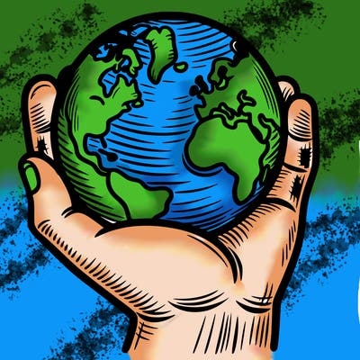 hand holding earth