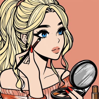 a realistic girl doing her makeup