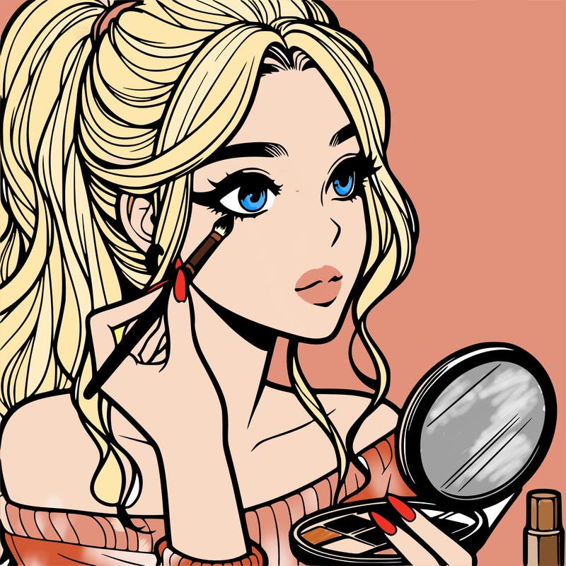 a realistic girl doing her makeup