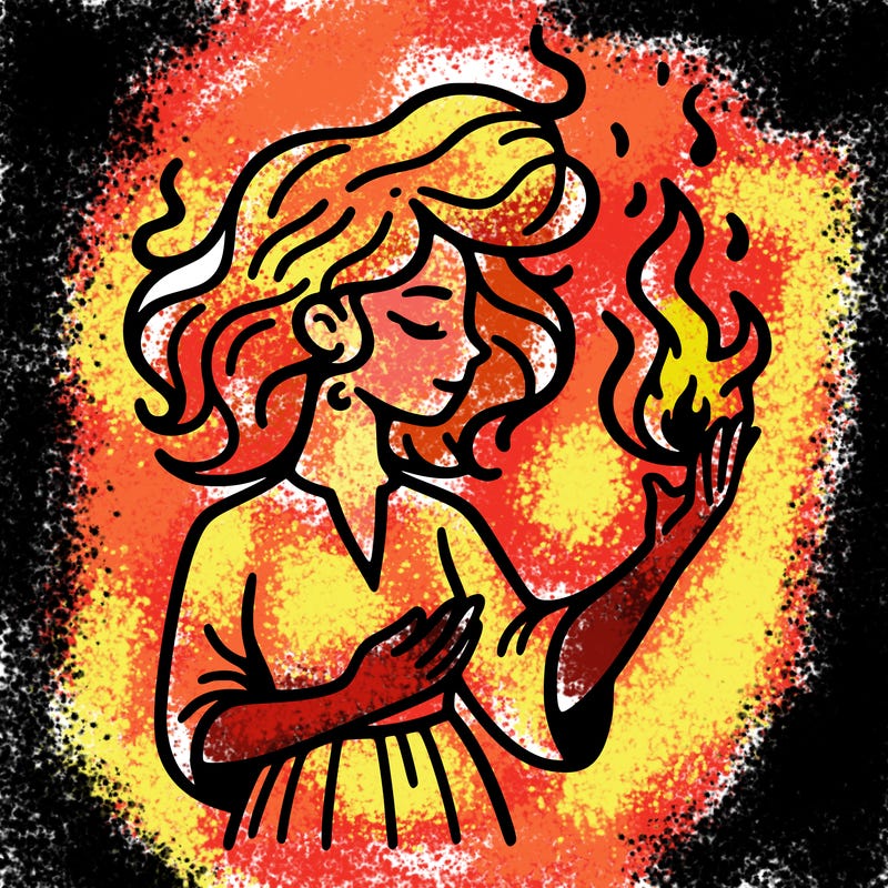 woman with fire