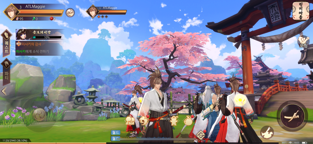 Samurai Shodown R - Samurai Shodown R characters in a traditional Japanese village with cherry blossom trees