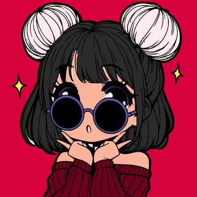 manga girl with hairbuns and sun shape sunglasses