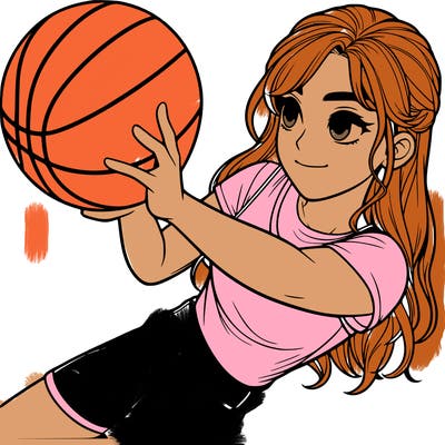 realistic girl playing basketball
