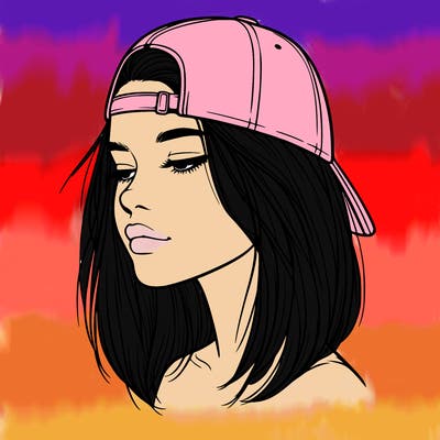 realistic  girl with a backwards hat