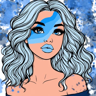 realistic girl with wavy hair and lips