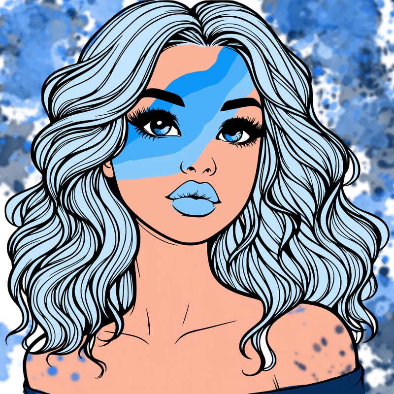 realistic girl with wavy hair and lips