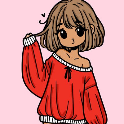 girl in baggy sweater hanging off her shoulder