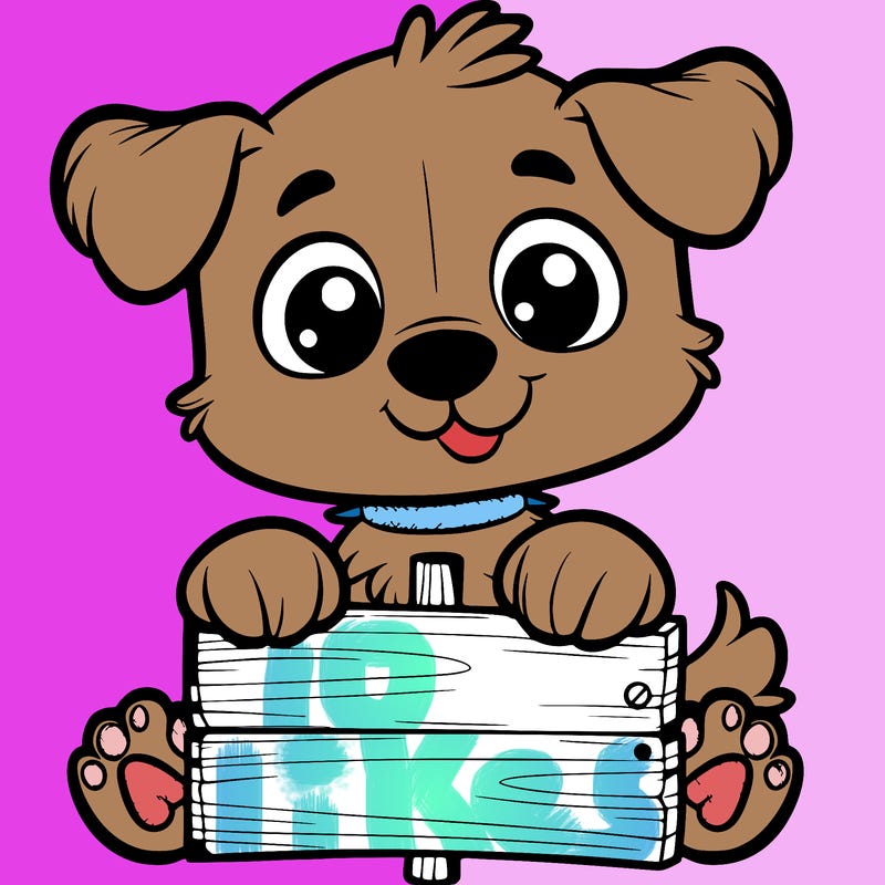 little doggy with a blank sign