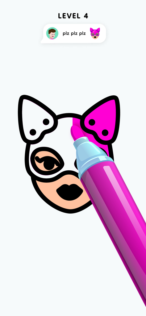 Digital coloring of a cat woman character with a vibrant pink marker