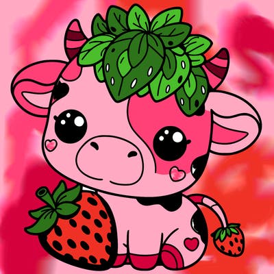 cute strawberry cow