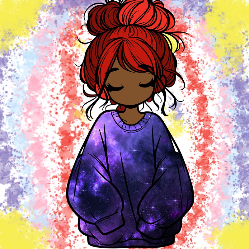 girl with baggy sweatshirt and messy bun